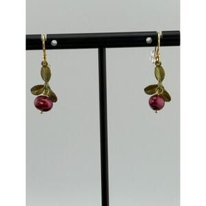 Michael Michaud Cranberry Dangle Wire Earrings